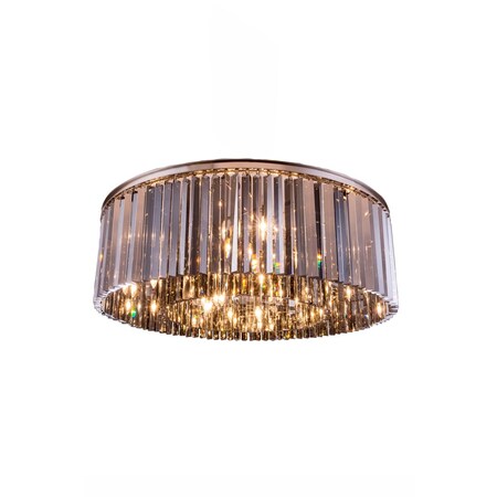 Elegant Lighting Sydney 10 light Polished nickel Flush Mount Silver Shade (Grey) Royal 1208F43PN-SS/RC